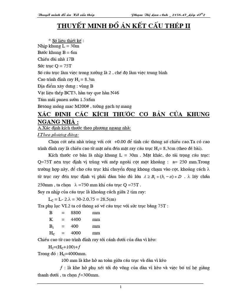Thuyet Minh Do An Ket Cau Thep II 1232 | PDF