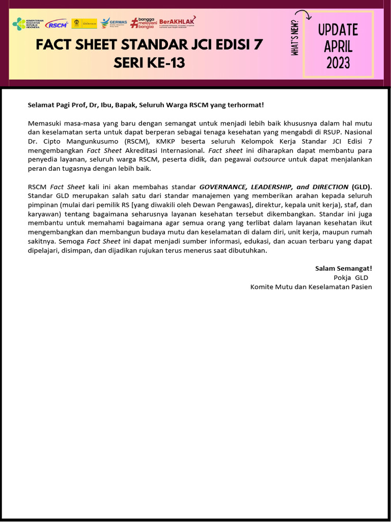 Panduan Akreditasi JCI RSCM Edisi 7 | PDF