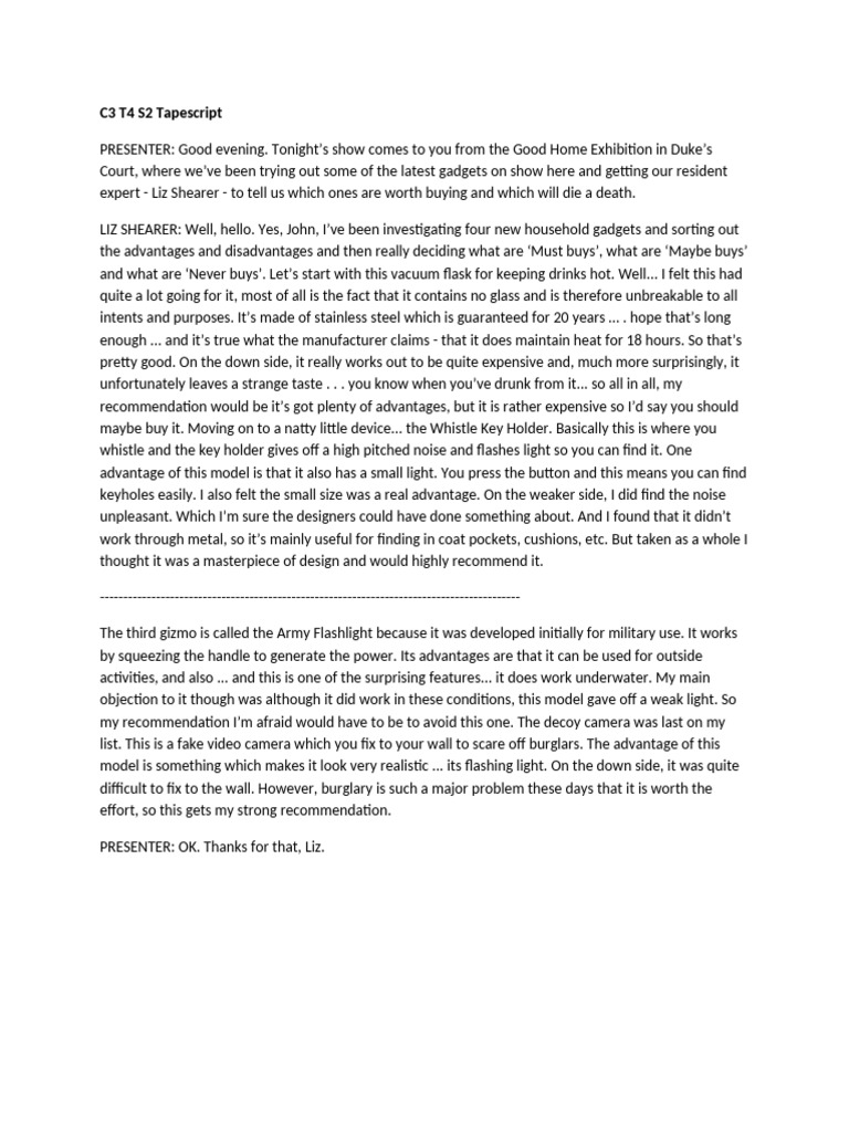 Cambridge 3 Test 4 Sextion 2 Tapescript | PDF