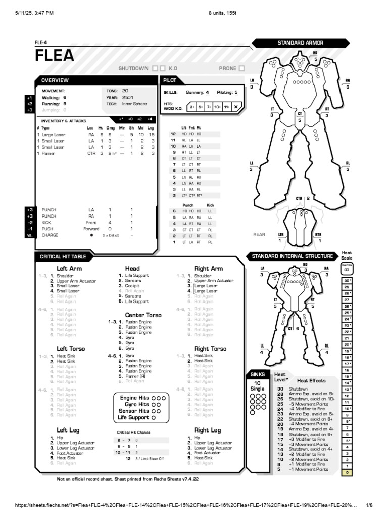 BattleTech Record Sheets (Flechs): Flea | PDF