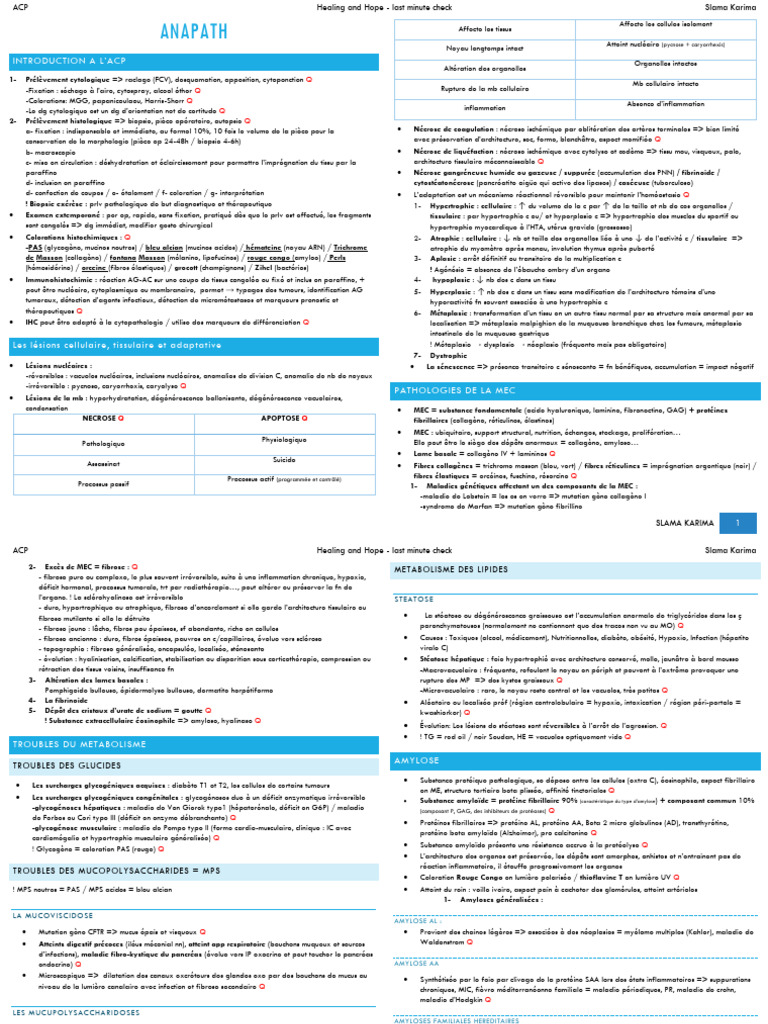 QCM Anapath : Concepts Clés et Techniques | PDF | Athérosclérose ...