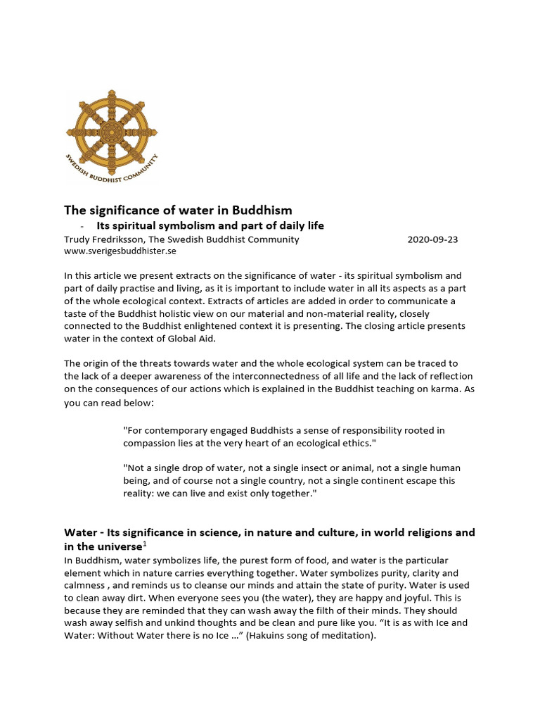 Significance of Water in Buddhism | PDF | Mindfulness | Meditation