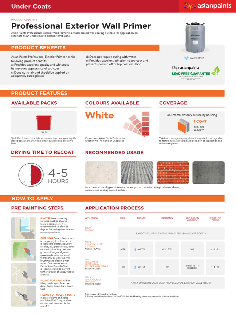 Exterior Wall Primer Coverage Details | PDF | Paint | Plaster