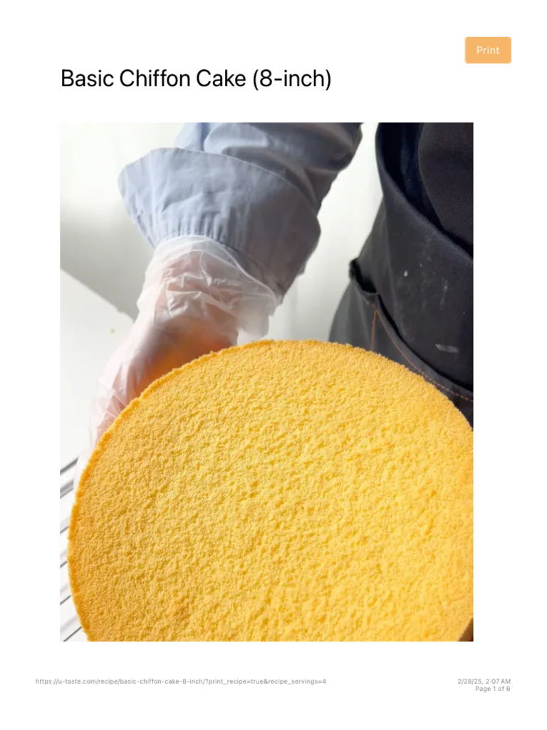 Basic 8-Inch Chiffon Cake Recipe | PDF | Cakes | Desserts