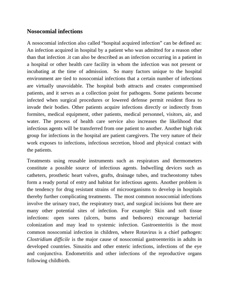 A Nosocomial Infection | PDF | Infection | Hospital Acquired Infection