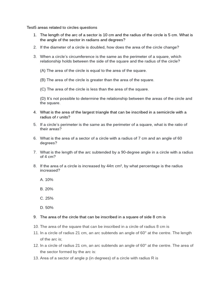 Circle Geometry Questions and Solutions | PDF | Circle | Area