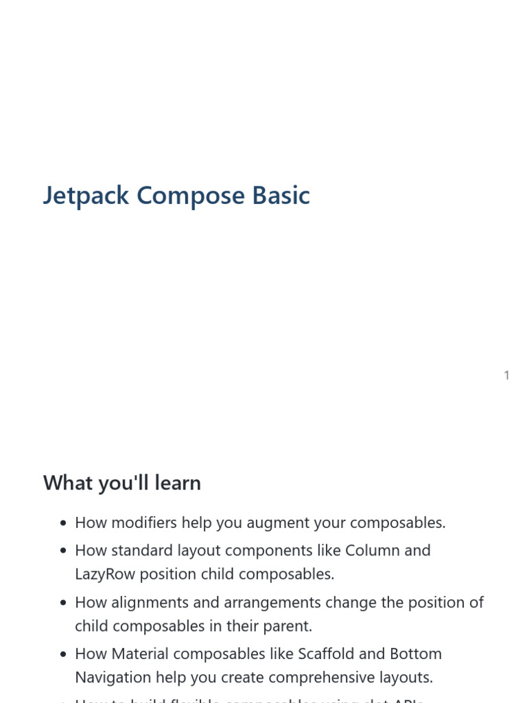 Jetpack Compose Basics Guide | PDF | Android (Operating System) | Software