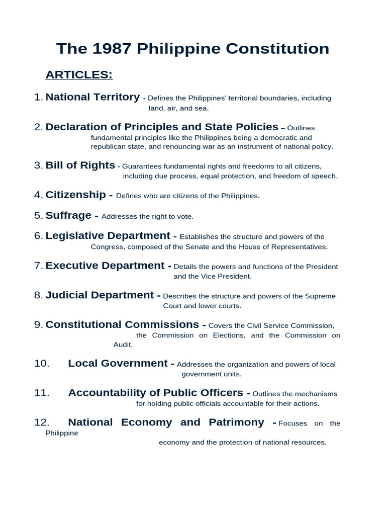 The 1987 Philippine Constitution | PDF | American Government ...