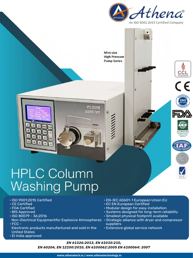 HPLC Column Washing Pump Specifications | PDF