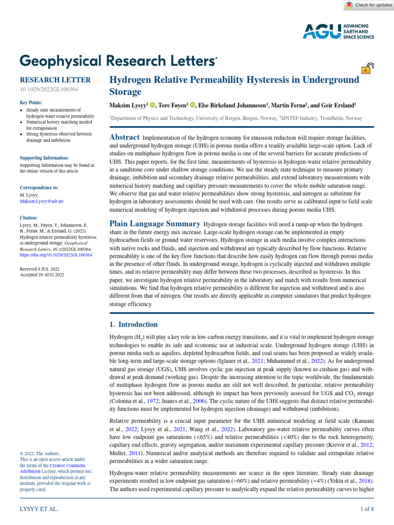 Hydrogen Storage Permeability Hysteresis | PDF | Gases | Chemical ...