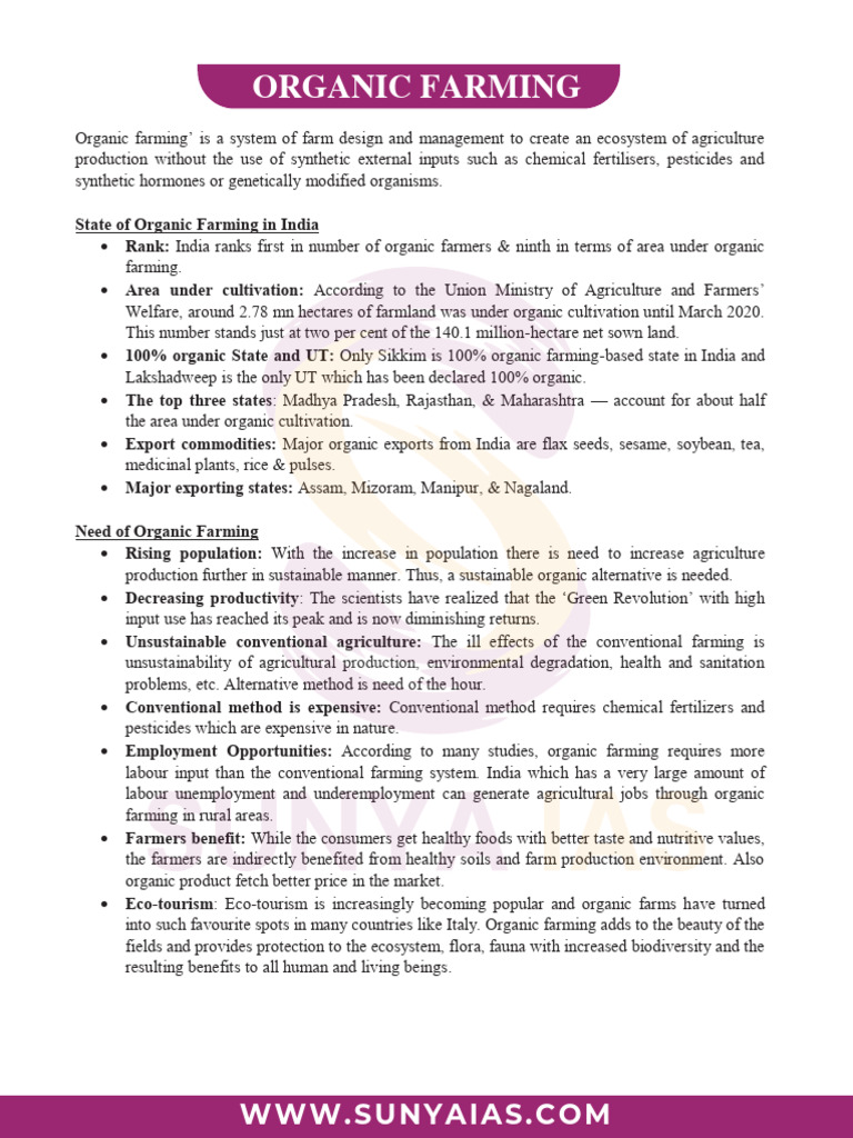 GS 3 - Economy - Organic Farming | PDF | Organic Farming | Agriculture