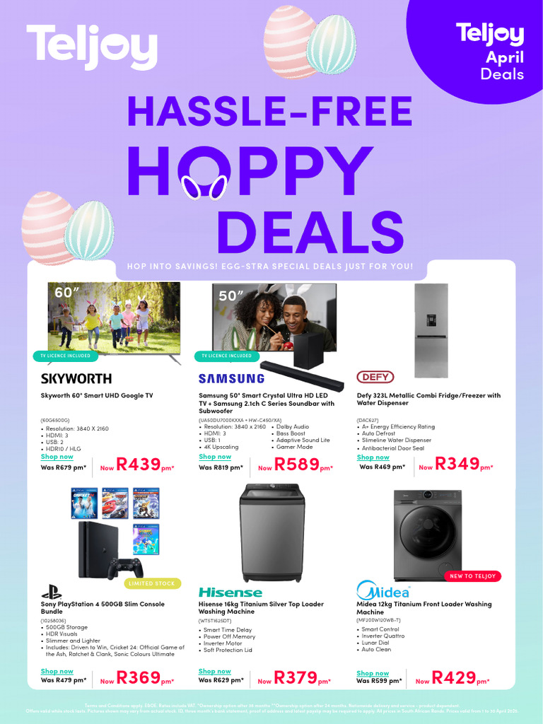 April Electronics Deals at Teljoy | PDF | Refrigerator | Hdmi