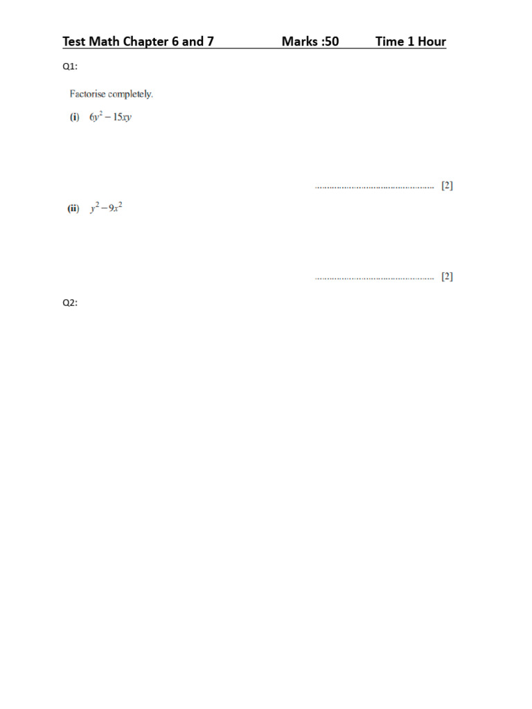 Test Math Chapter 6 and 7 | PDF