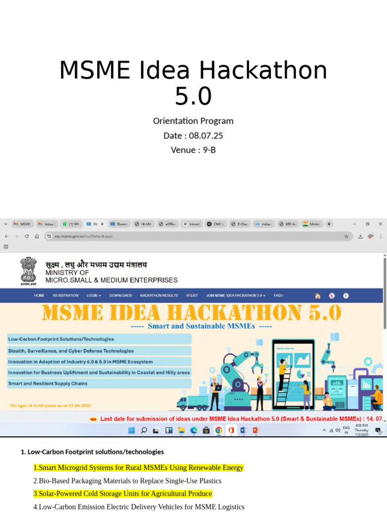 MSME Ideathon 5.0 Orientation Program | PDF | Supply Chain | Unmanned ...