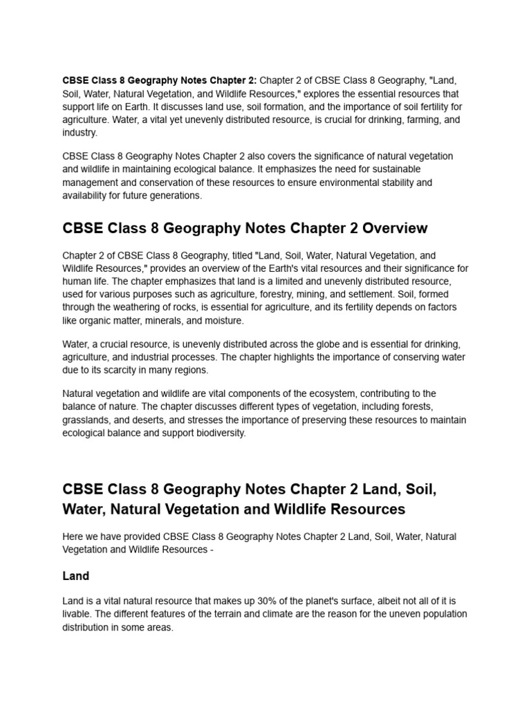 CBSE Class 8 Geography Notes Chapter 2 | PDF | Soil | Landslide