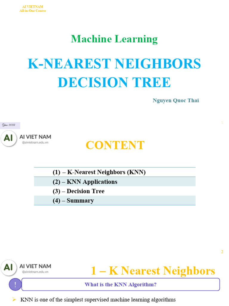 KNN and Decision Tree Algorithms Guide | PDF | Statistical ...