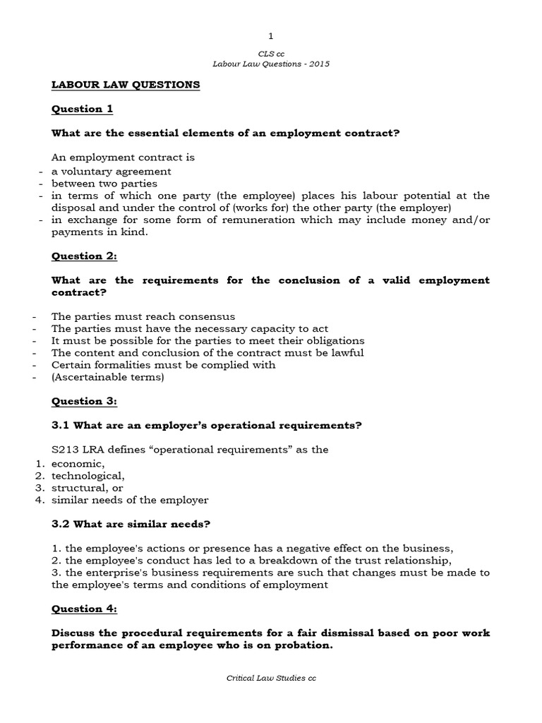 Labour Law Essentials and Dismissal Guidelines | PDF | Employment ...