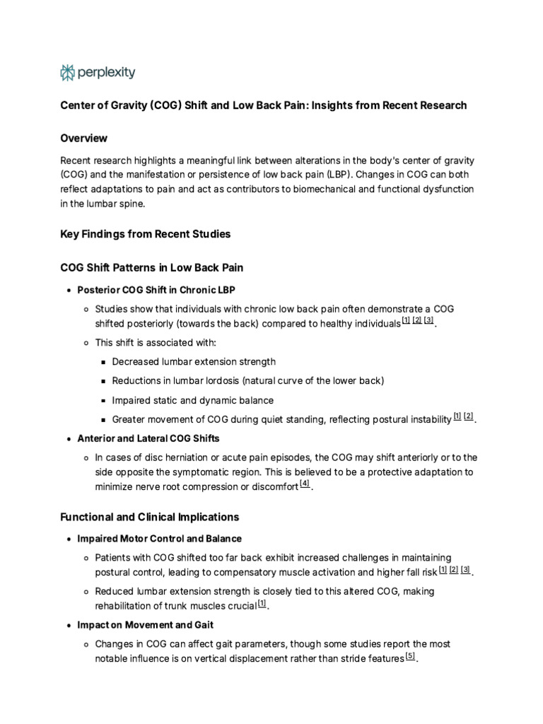 COG Shift and Low Back Pain Insights | PDF | Low Back Pain | Balance ...