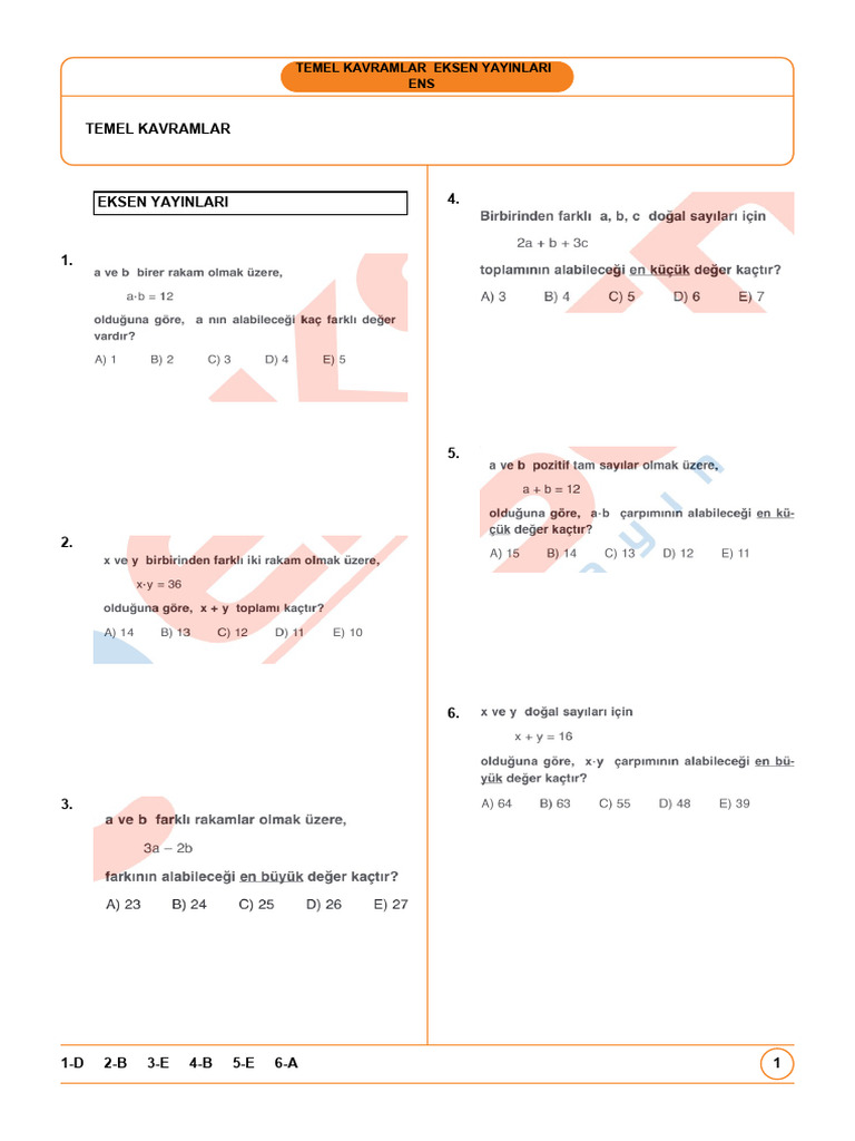 Temel Kavramlar 1 Eksen Yayinlari Ens | PDF