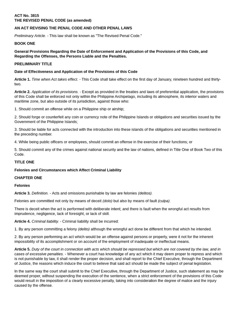 RPC Art 1-5 | PDF | Criminal Law | Misconduct