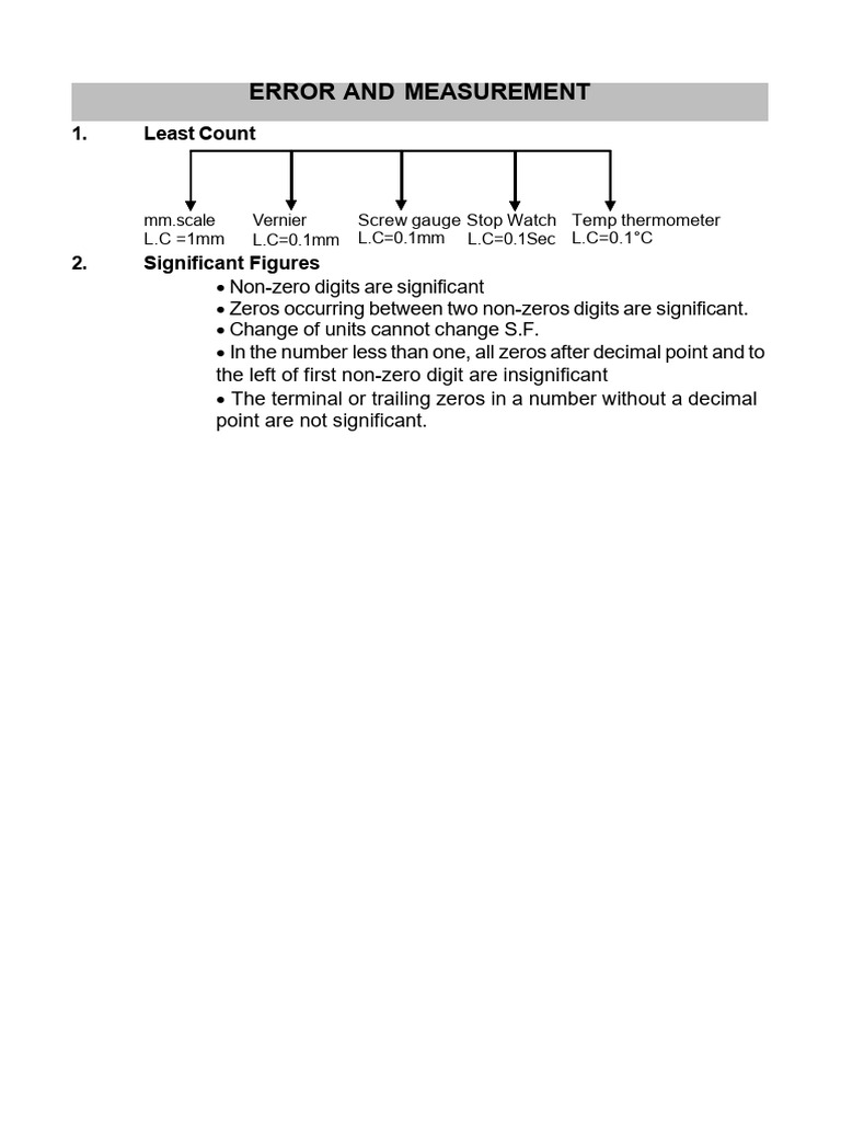 Error Measurement and Significant Figures | PDF
