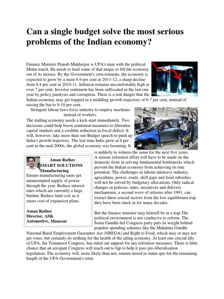 Can A Single Budget Solve The Most Serious Problems of The Indian ...