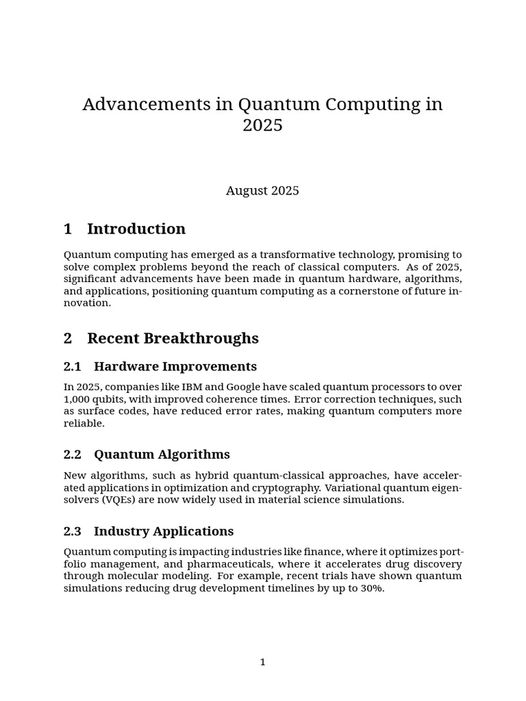 Quantum Computing Advances in 2025 | PDF