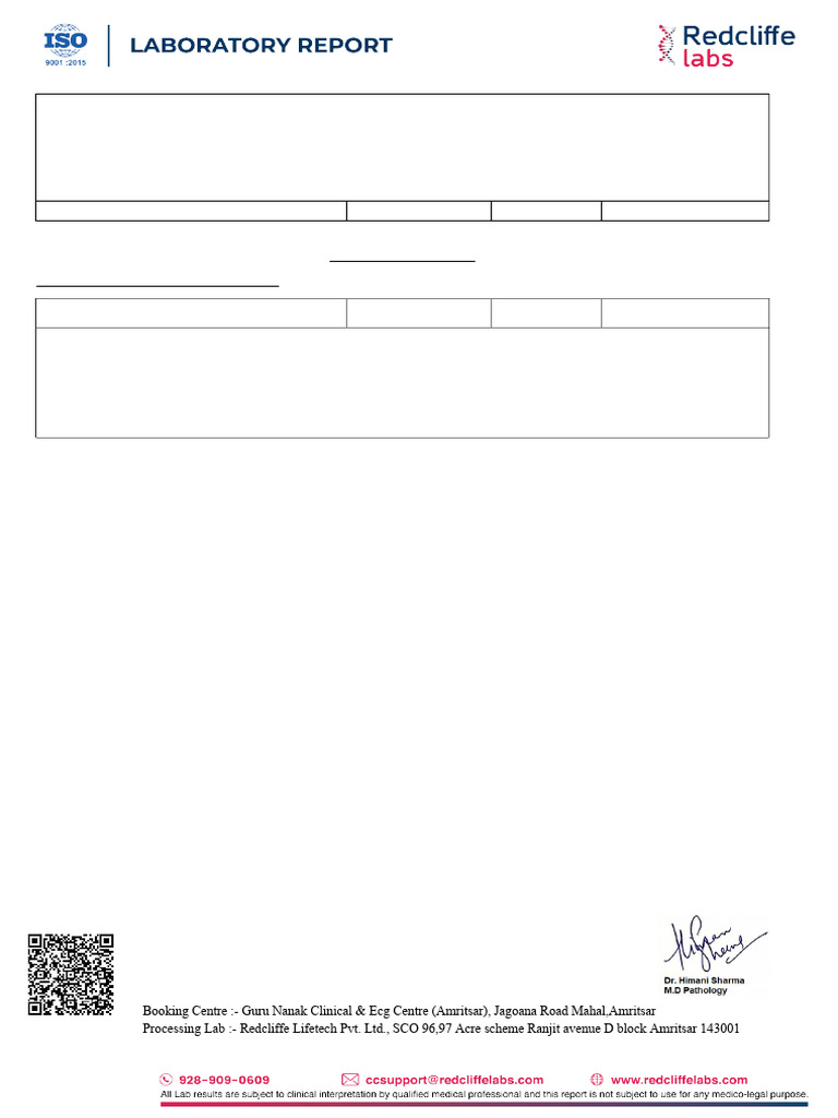 ESR 75 in Female Patient Report | PDF