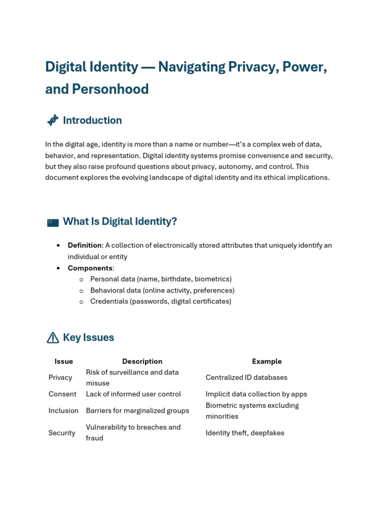 Ethical Digital Identity Explained | PDF | Privacy | Security