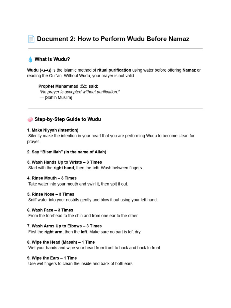 ? Document 2_ How to Perform Wudu Before Namaz | PDF