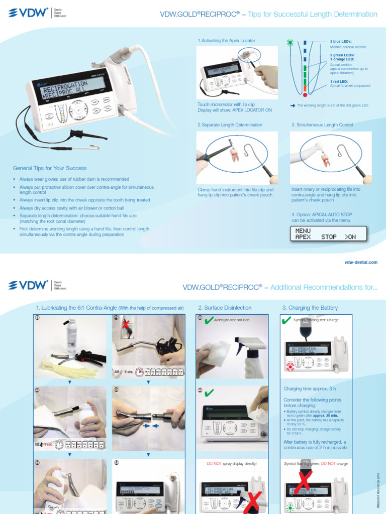 VDW Gold Reciproc User Manual | PDF | Dentistry Branches | Dentistry