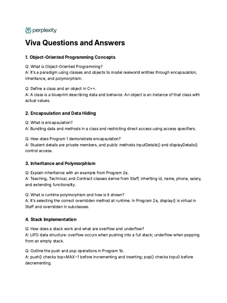 Viva Questions and Answers | PDF | Inheritance (Object Oriented ...