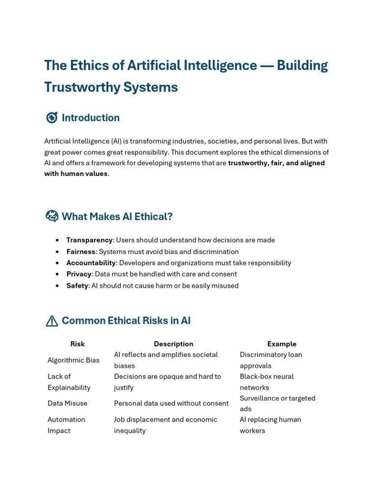 The Ethics of Artificial Intelligence - Building Trustworthy Systems ...