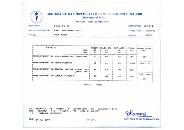 Final Year Mark Sheet | PDF