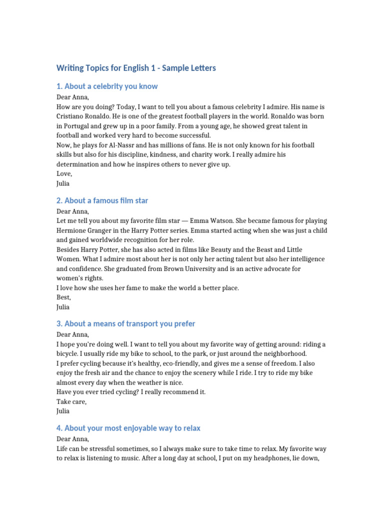 Tải File Writing - English1 - Sample - Letters | PDF