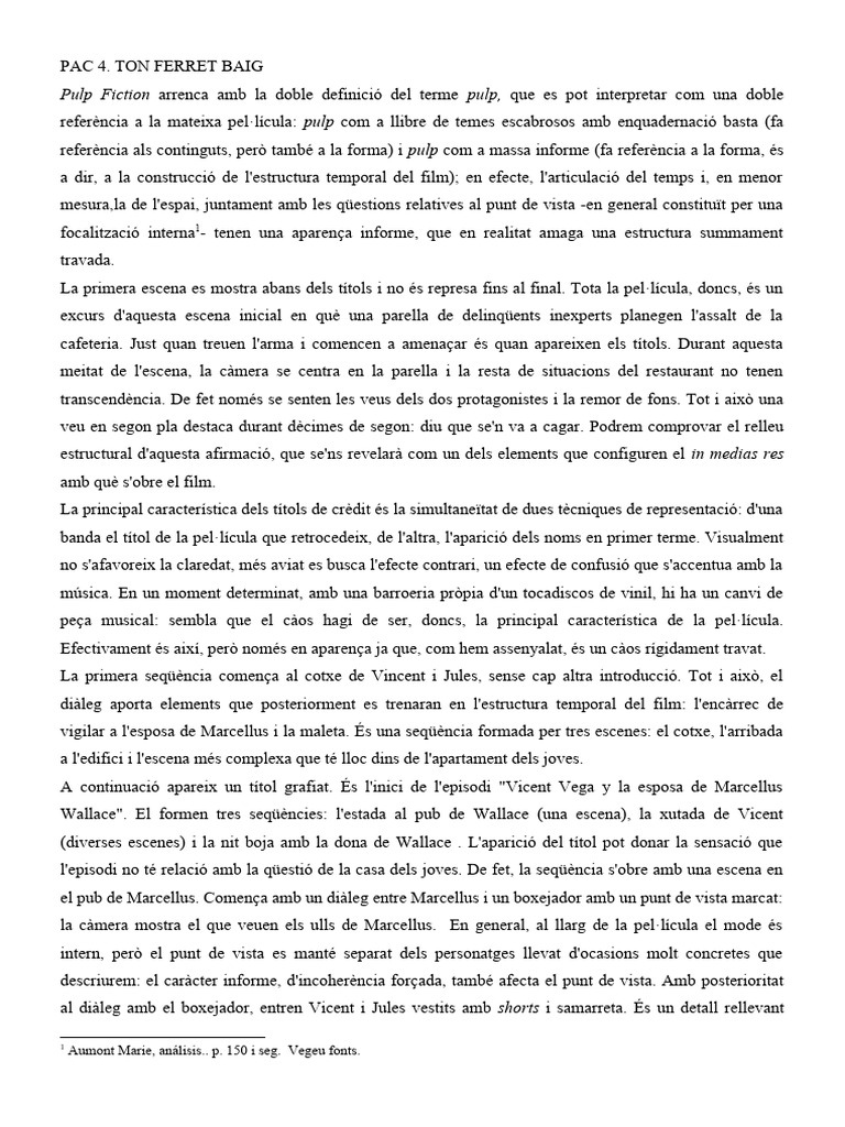 Alguns Aspectes de Pulp Fiction | PDF