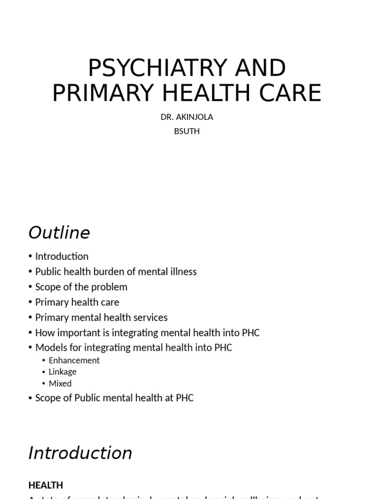 Integrating Mental Health in Primary Care | PDF | Mental Health ...