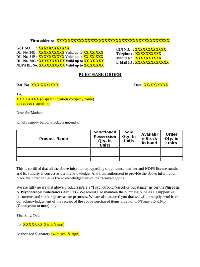 Urgent Purchase Order for Narcotics | PDF