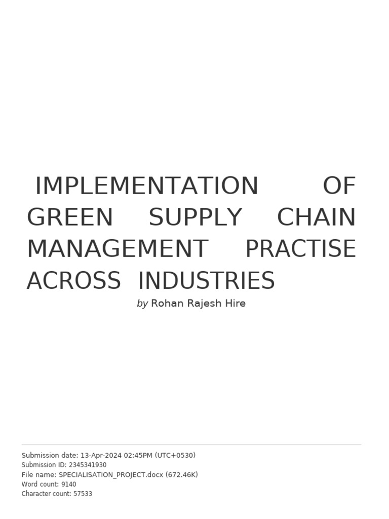 Green Supply Chain Management Practices | PDF