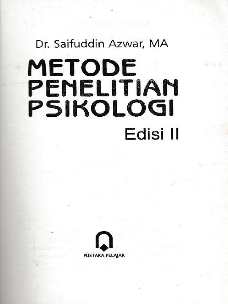 Metode Penelitian Psikologi Azwar | PDF