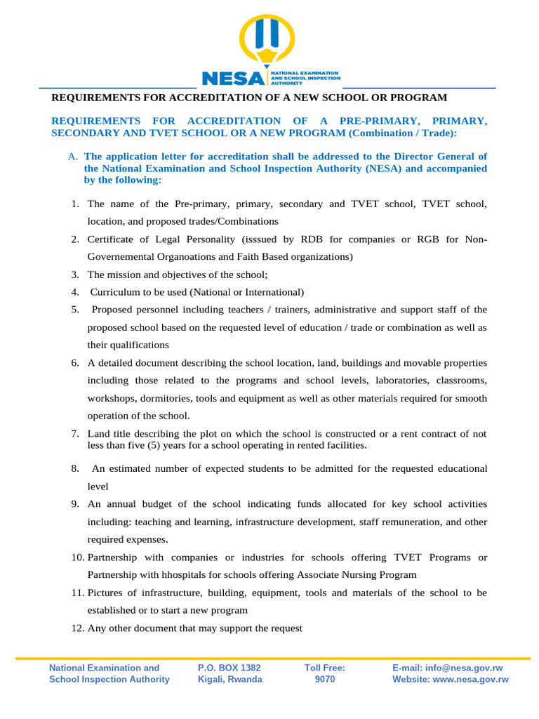 Accreditation Requirements for Schools | PDF | Vocational Education