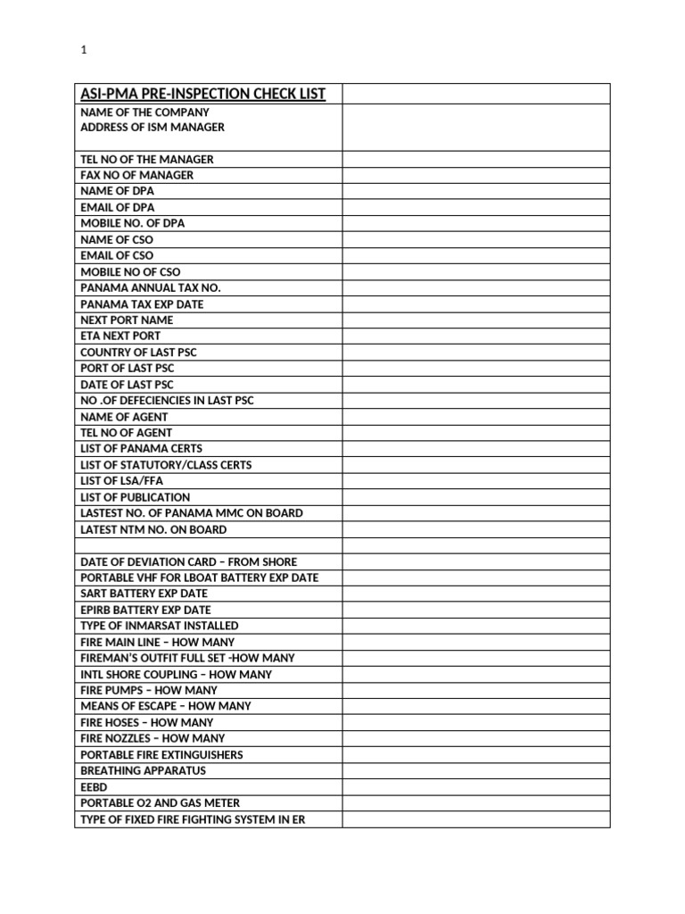 ASI Checklist | PDF
