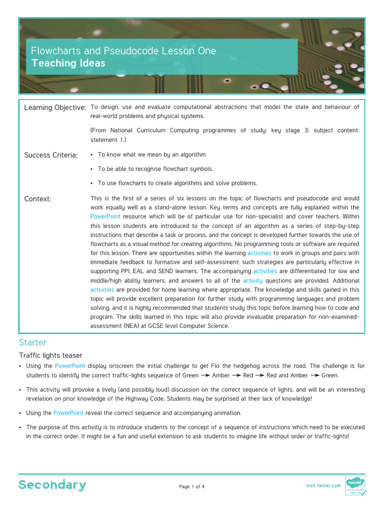 Introduction to Algorithms and Flowcharts | PDF | Algorithms | Computer ...
