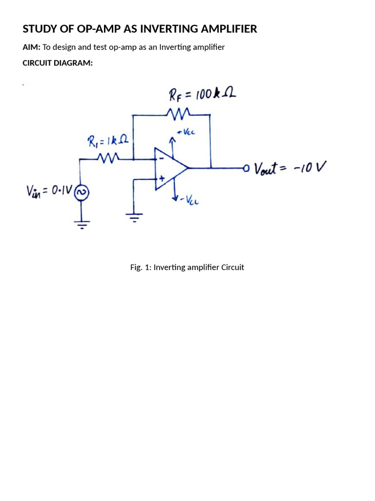 Op-Amp Inverting Amplifier Study | PDF