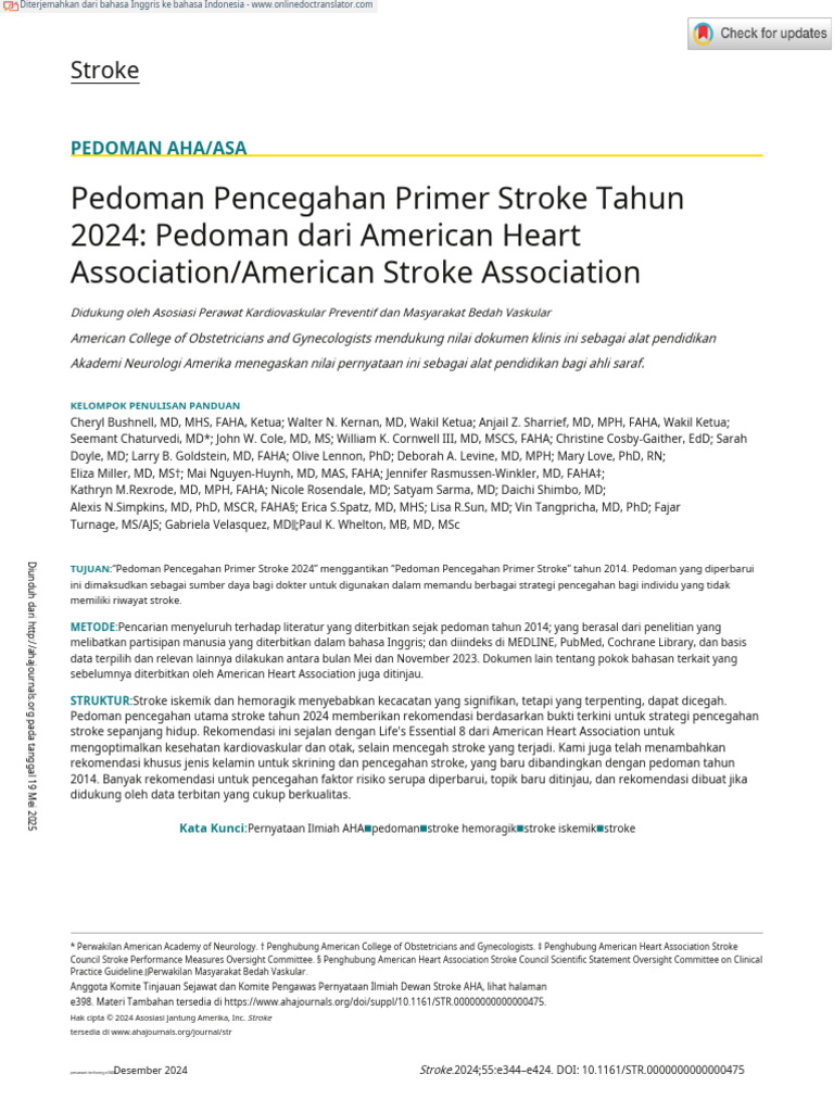 Bushnell Et Al 2024 Guideline For The Primary Prevention of Stroke A ...
