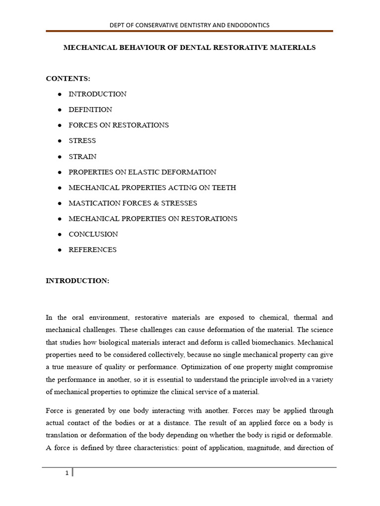 Mechanical Properties of Dental Materials | PDF | Fracture | Strength ...