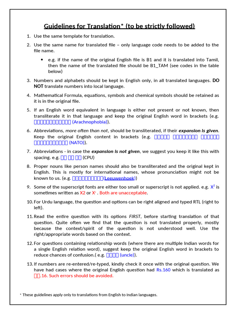 Translation Guidelines for Indian Languages | PDF | Languages | Foreign ...