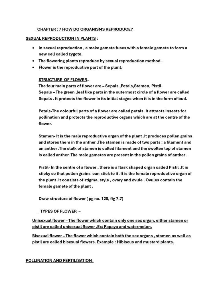 Sexual Reproduction in Flowering Plants | PDF | Flowers | Pollination