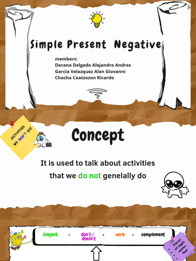 Simple Present Negative Form Guide | PDF