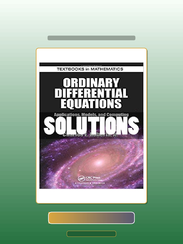 Ordinary Differential Equations Applications Models and Computing 1 Ed ...